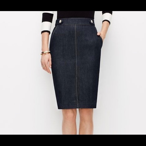petite denim pencil skirt